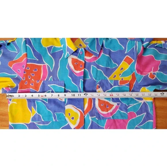 Vintage Laura Jayne Citrus Tropical Fruit Hawaiian Shirt 14 Beach 90s Maximalist - Picture 4 of 8